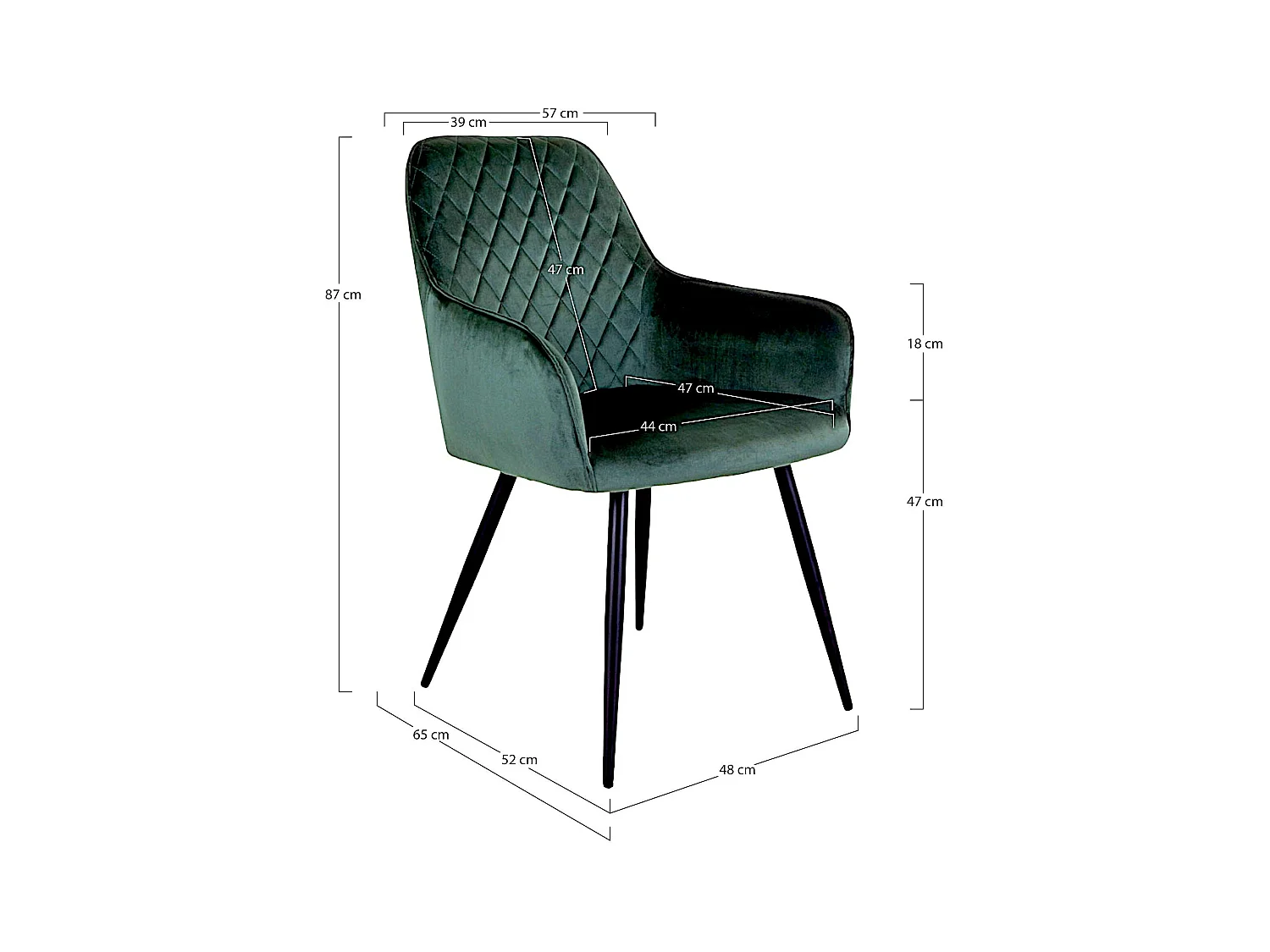 Fauteuil de table en velours vert (lot de 2) SAVONE