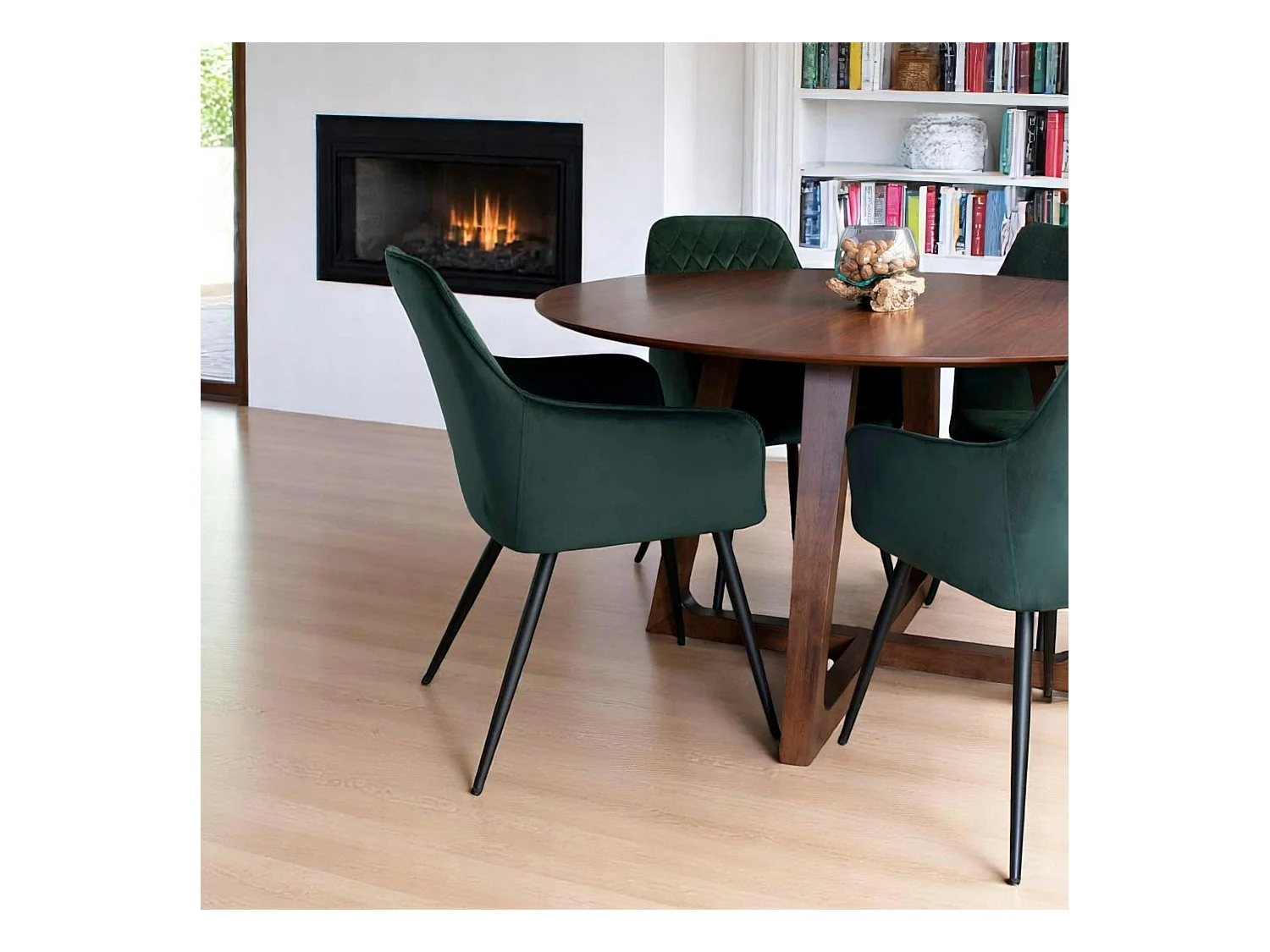 Fauteuil de table en velours vert (lot de 2) SAVONE