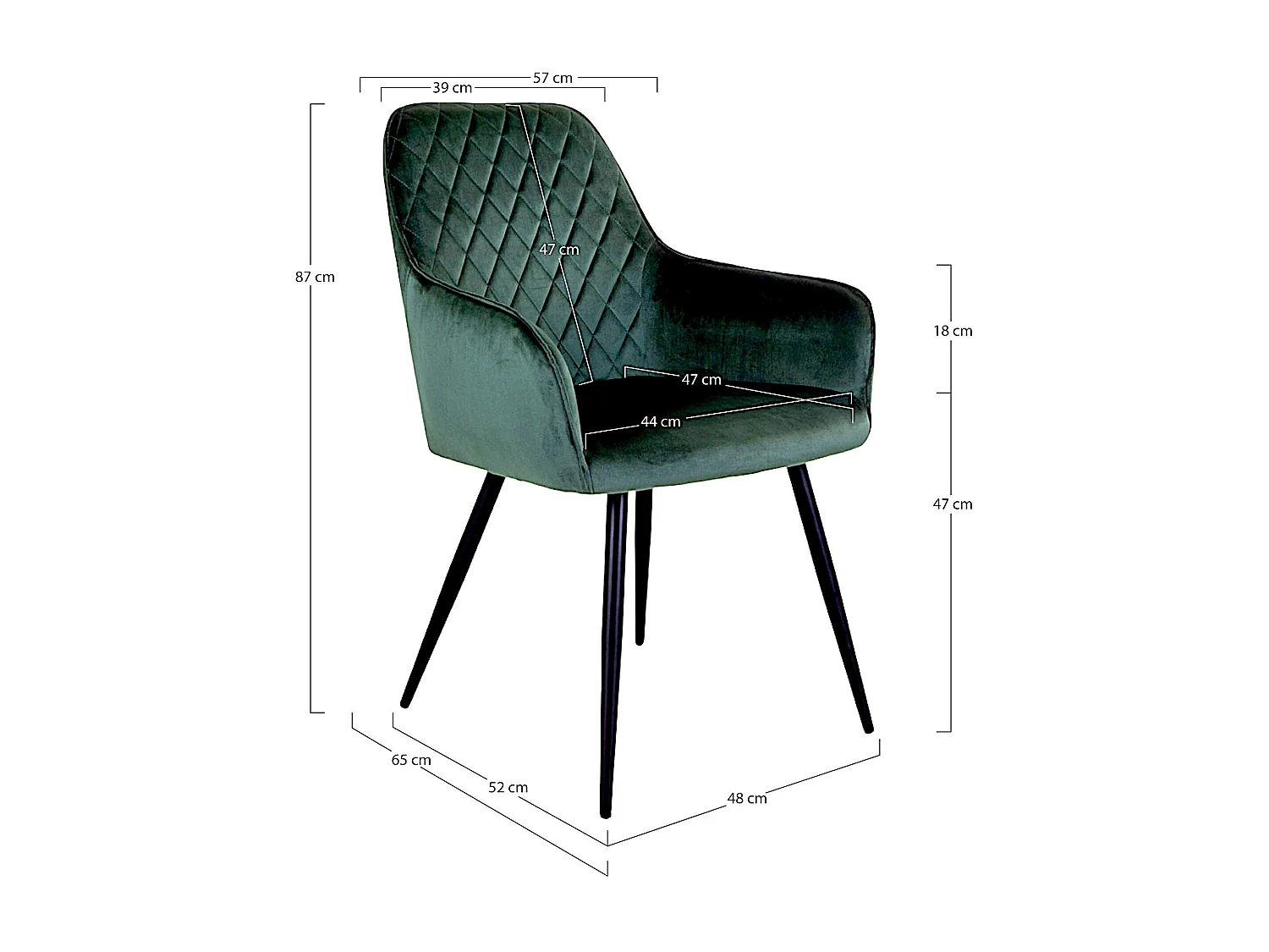 Fauteuil de table en velours vert (lot de 2) SAVONE