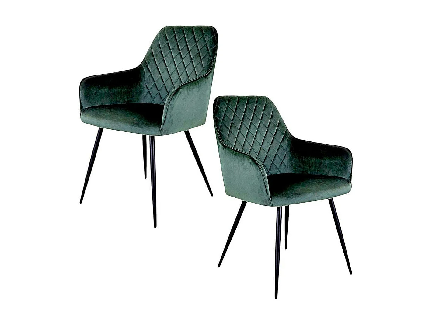 Fauteuil de table en velours vert (lot de 2) SAVONE