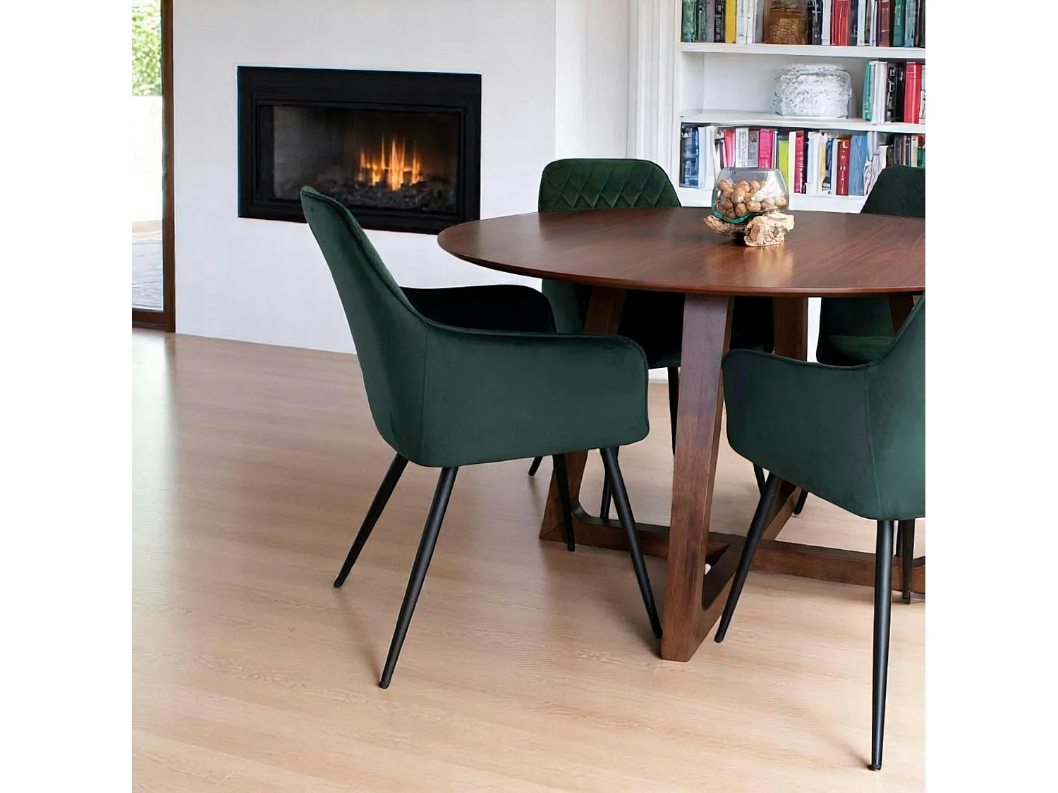 Fauteuil de table en velours vert (lot de 2) SAVONE