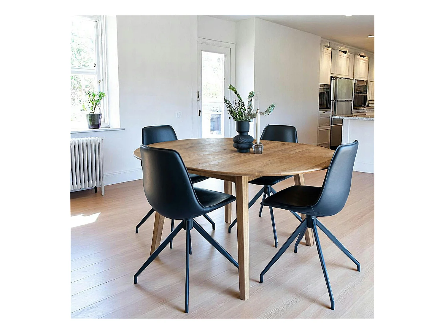 Chaise pivotante noire avec couture (lot de 2) AMSTERDAM