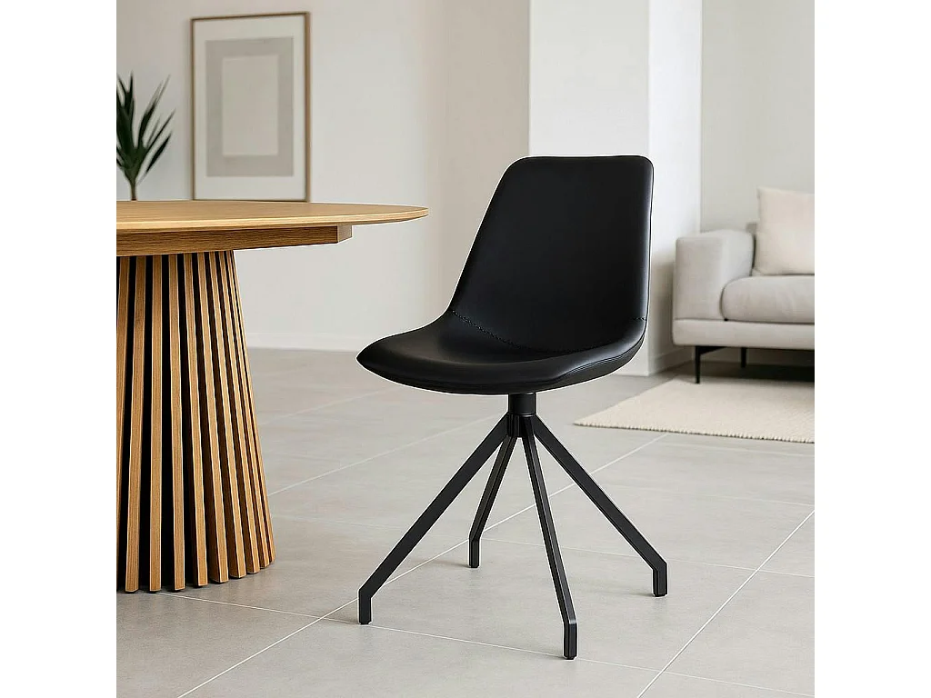 Chaise pivotante noire avec couture (lot de 2) AMSTERDAM