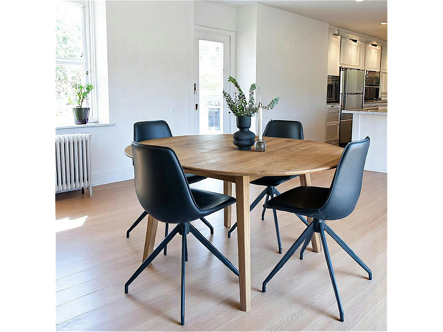 Chaise pivotante noire avec couture (lot de 2) AMSTERDAM