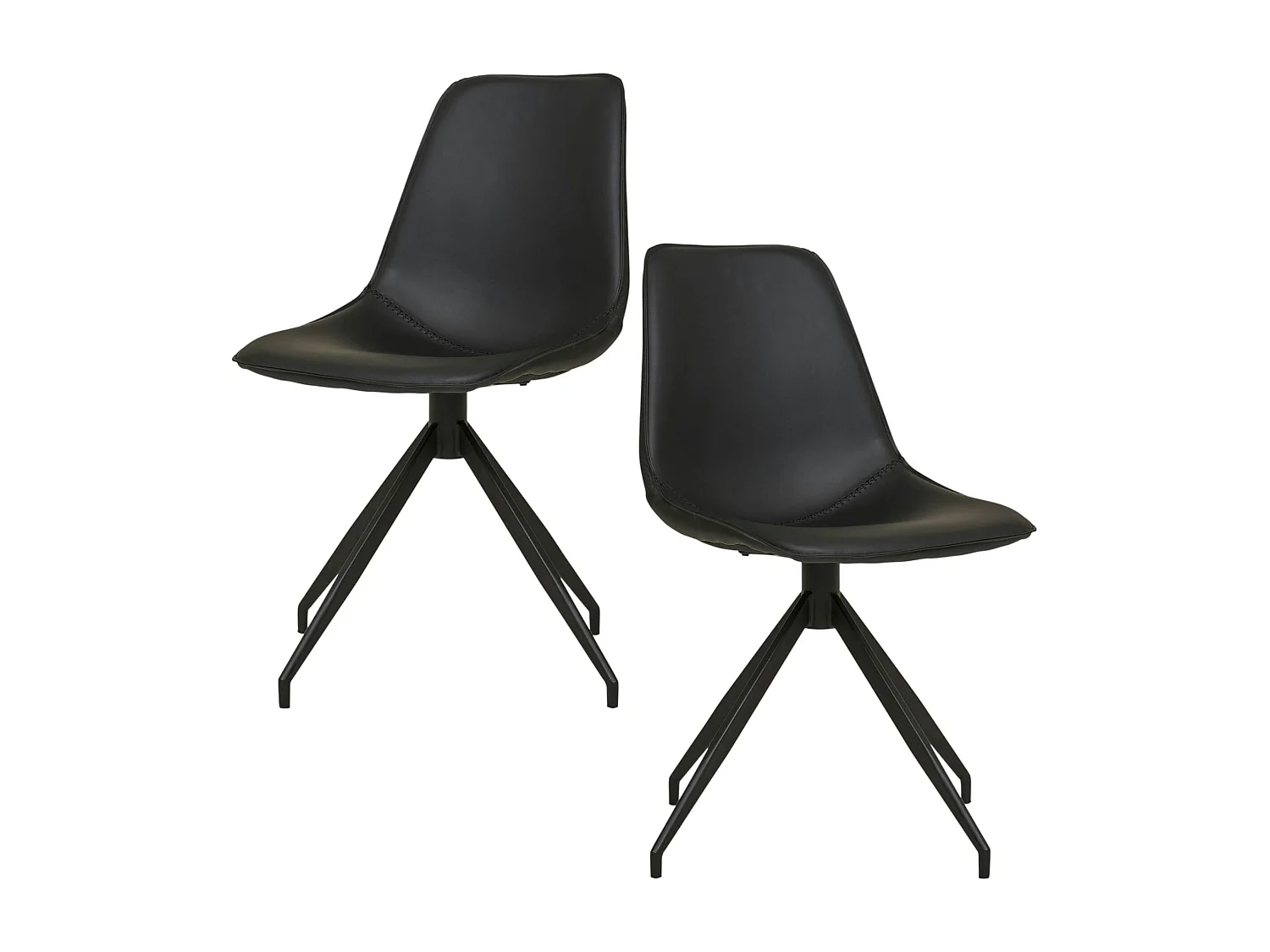 Chaise pivotante noire avec couture (lot de 2) AMSTERDAM