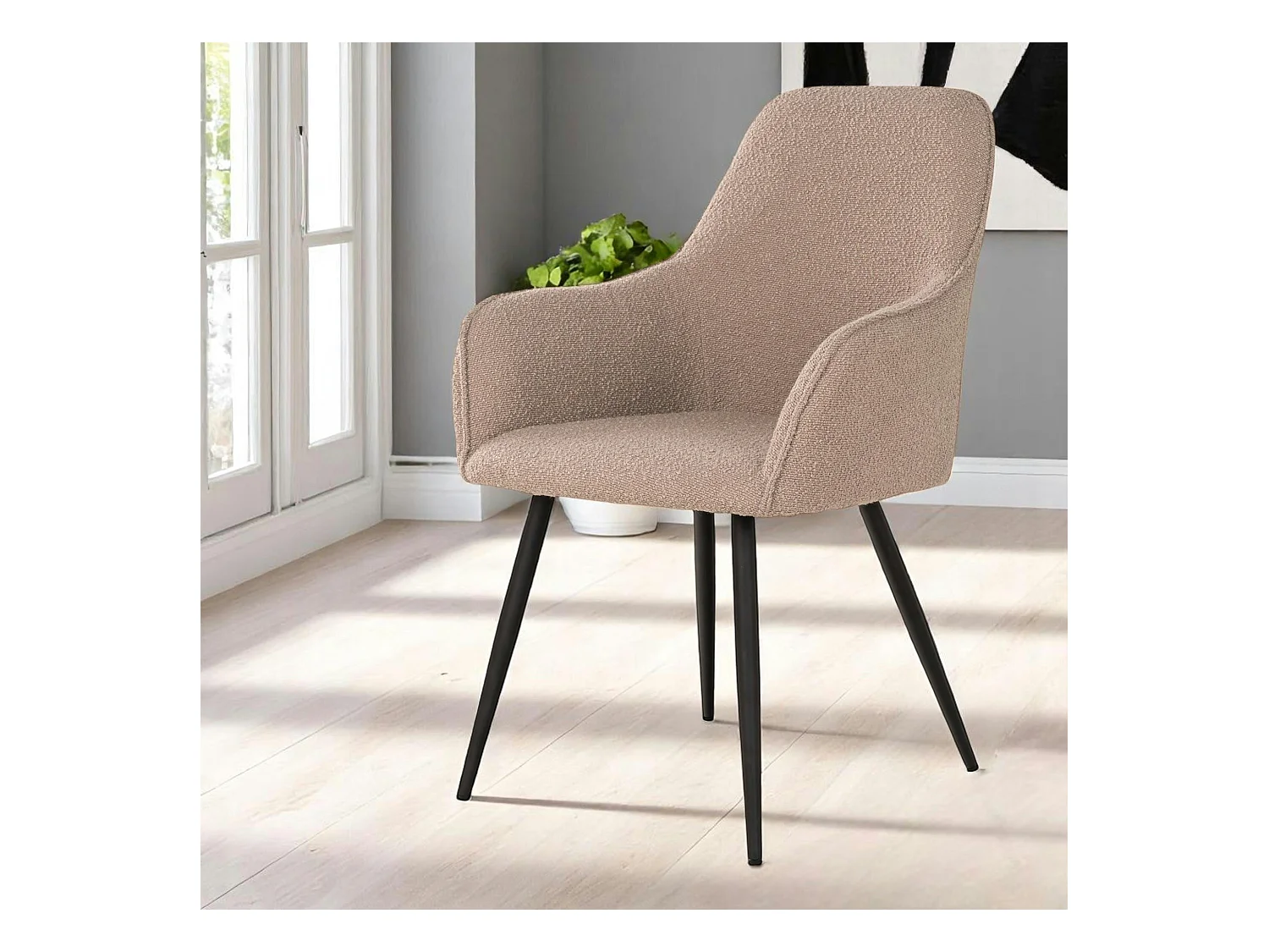 Fauteuil de table en bouclette beige (lot de 2) SAVONE