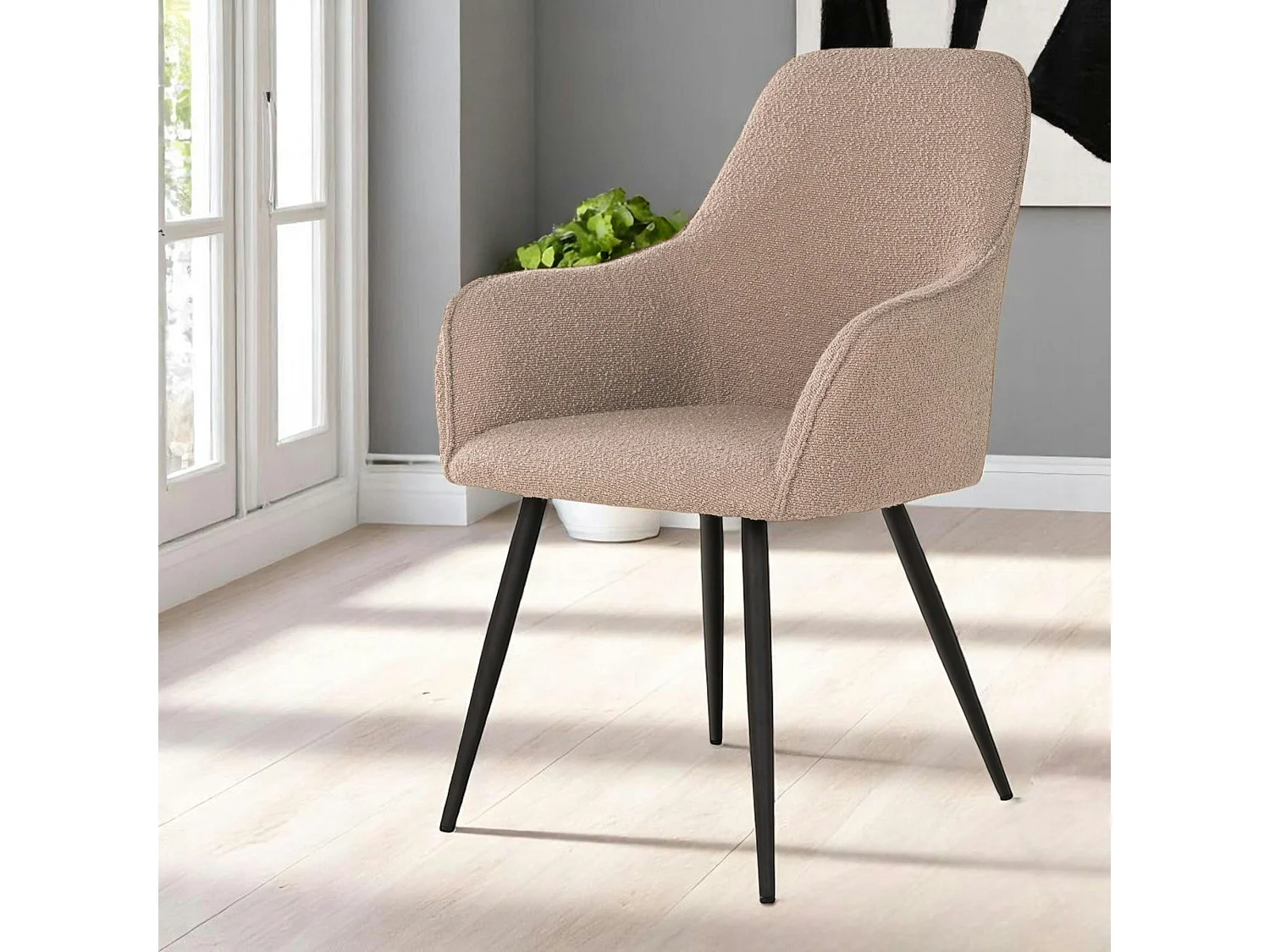 Fauteuil de table en bouclette beige (lot de 2) SAVONE