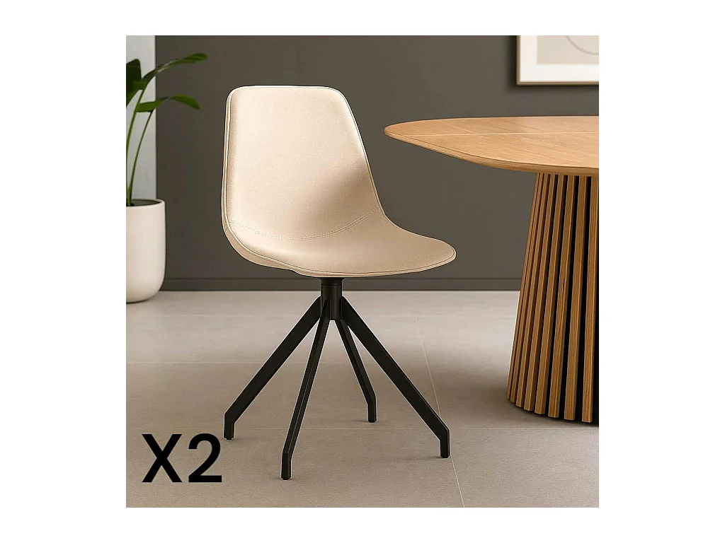 Chaise pivotante blanc sable avec couture (lot de 2) AMSTERDAM