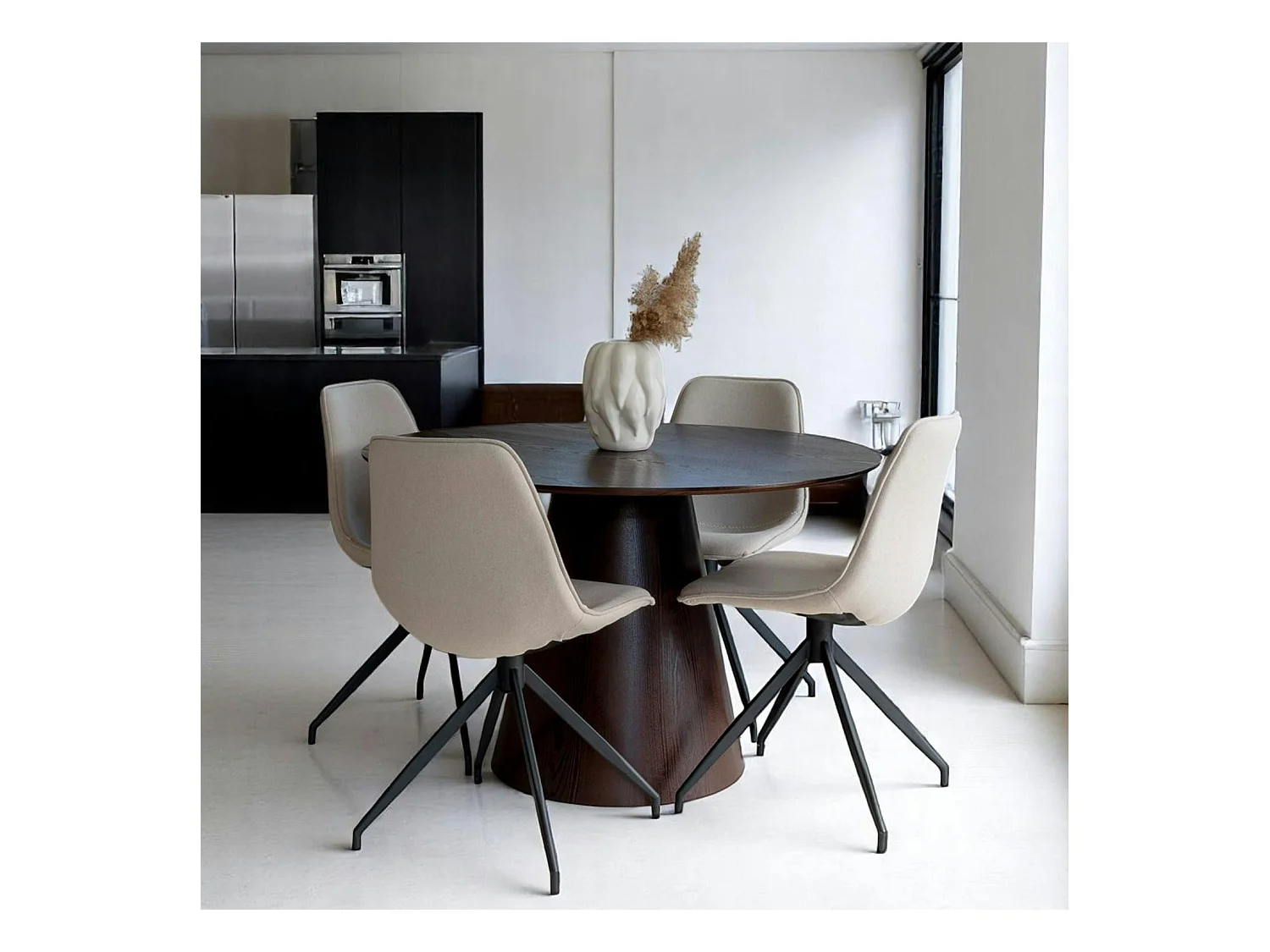 Chaise pivotante blanc sable avec couture (lot de 2) AMSTERDAM