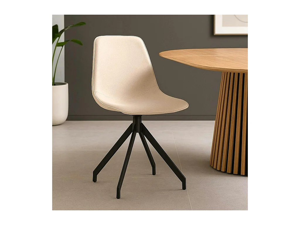 Chaise pivotante blanc sable avec couture (lot de 2) AMSTERDAM