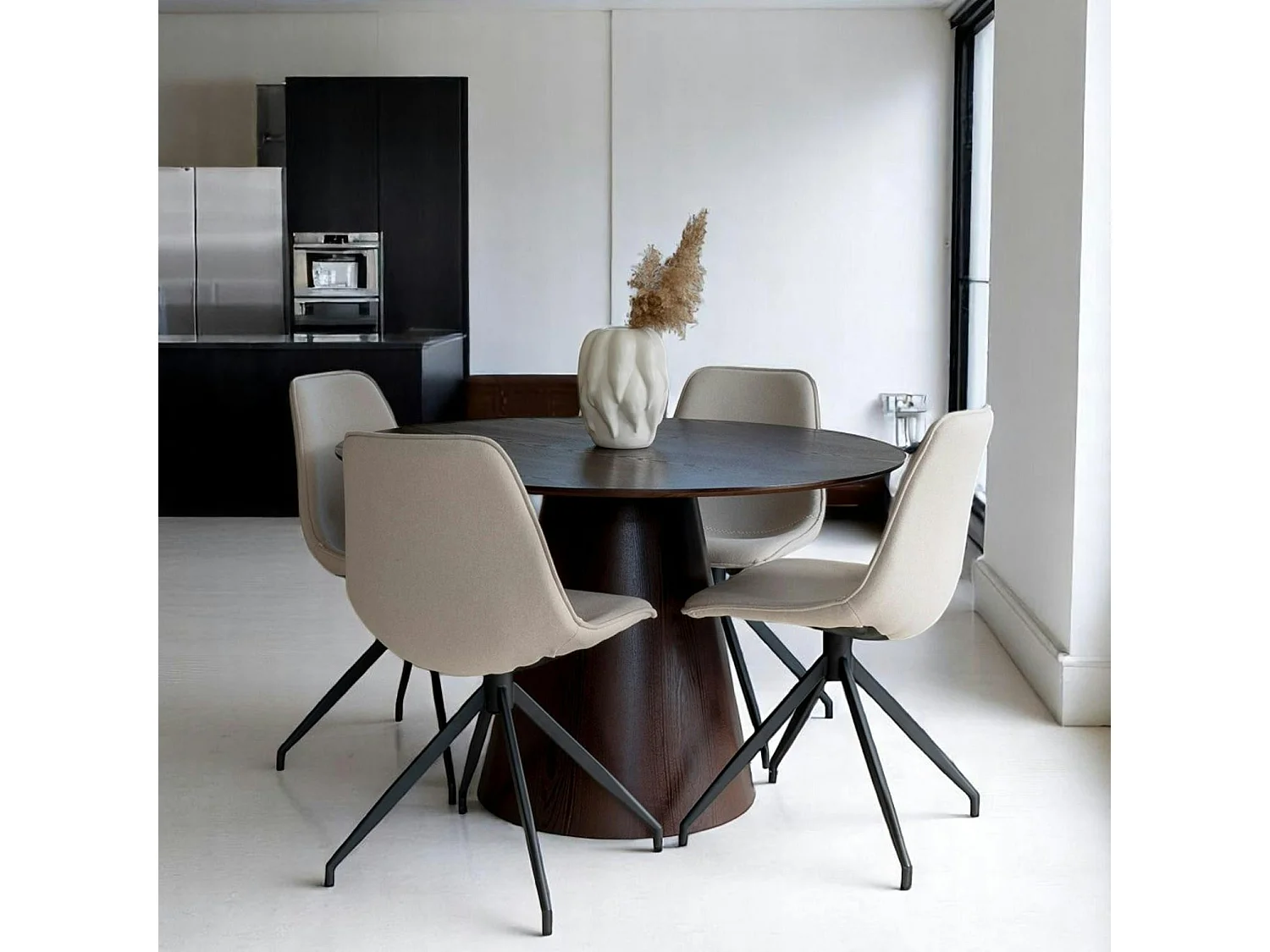 Chaise pivotante blanc sable avec couture (lot de 2) AMSTERDAM