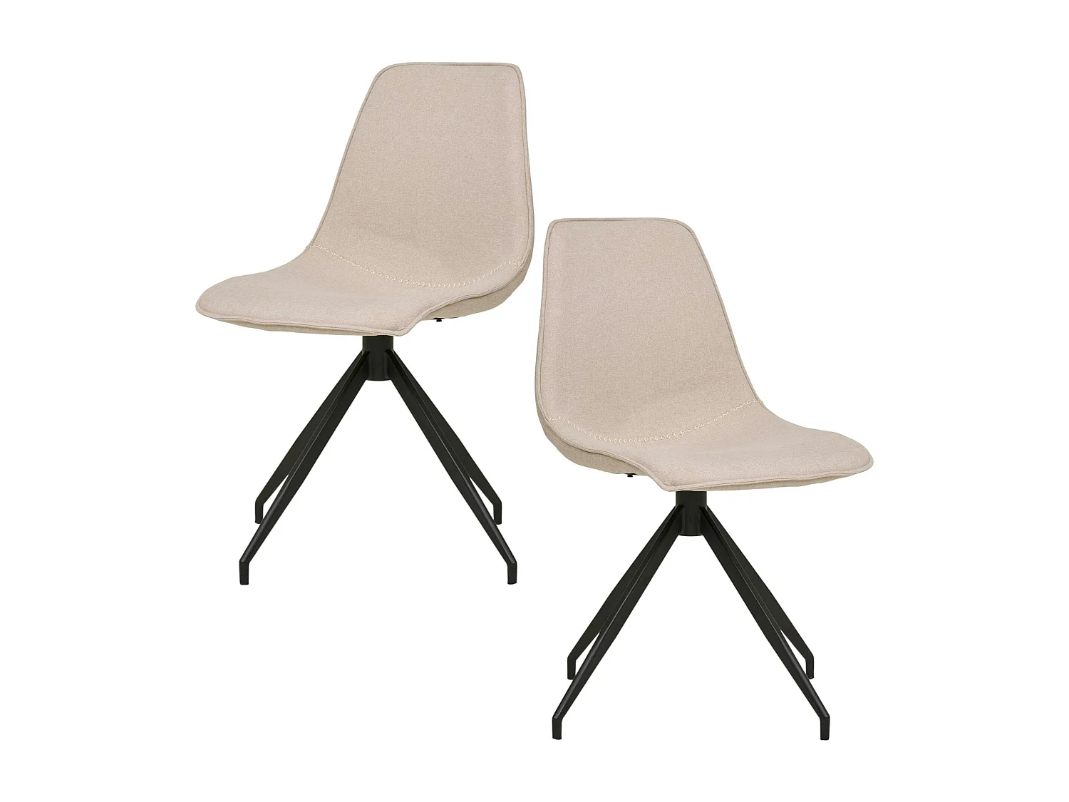Chaise pivotante blanc sable avec couture (lot de 2) AMSTERDAM