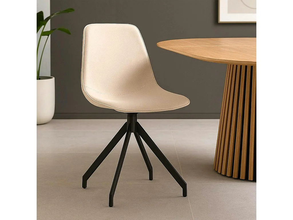 Chaise pivotante blanc sable avec couture (lot de 2) AMSTERDAM