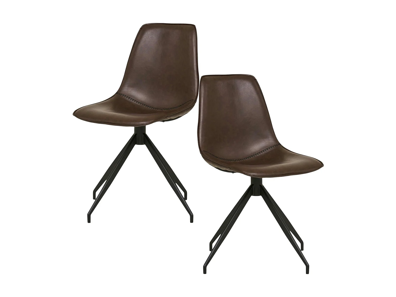 Chaise pivotante marron foncé avec couture (lot de 2) AMSTERDAM