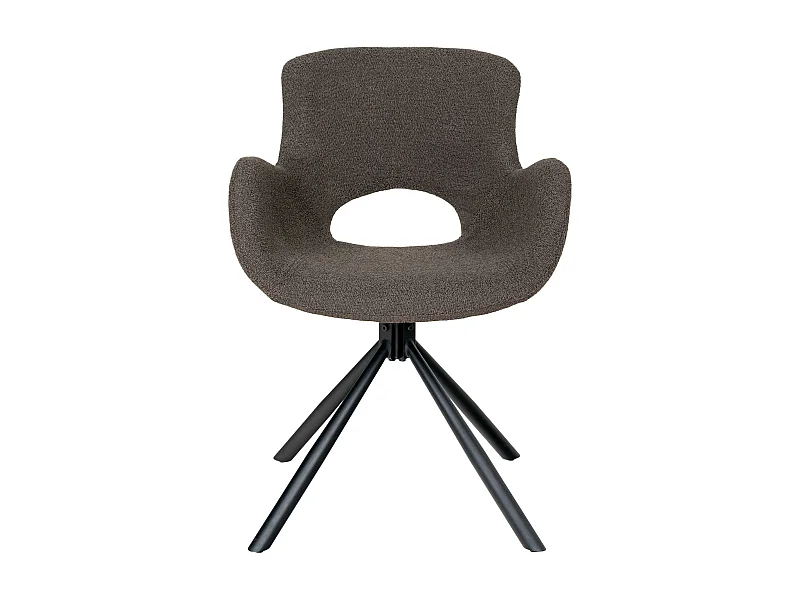 Chaise pivotante taupe en tissu bouclette, dossier ouvert (lot de 2) SAVONE