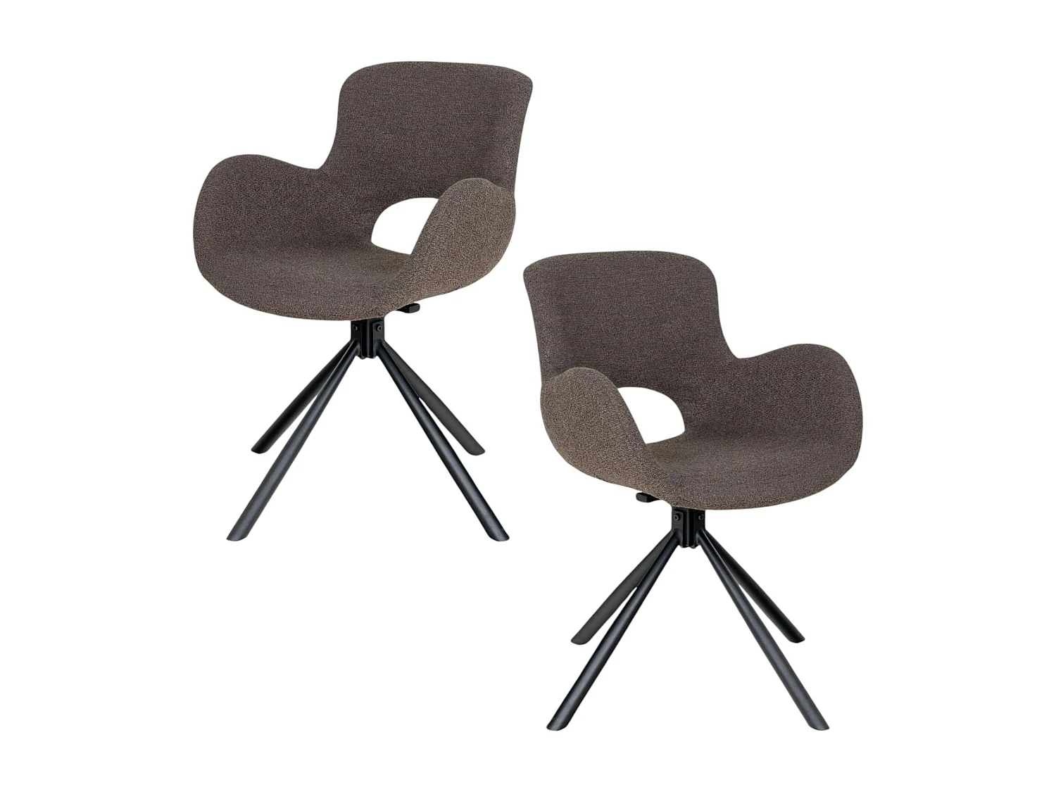 Chaise pivotante taupe en tissu bouclette, dossier ouvert (lot de 2) SAVONE