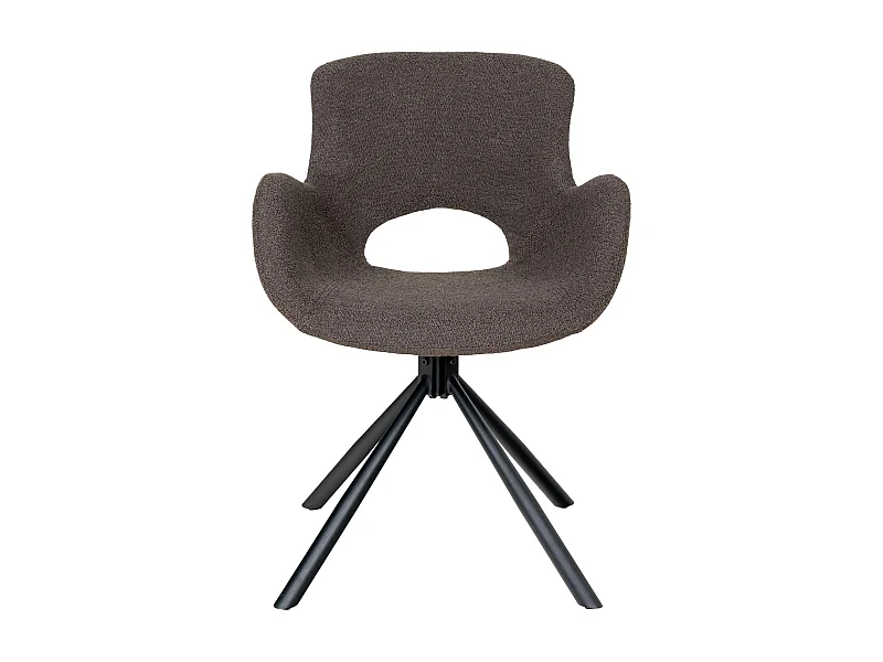 Chaise pivotante taupe en tissu bouclette, dossier ouvert (lot de 2) SAVONE