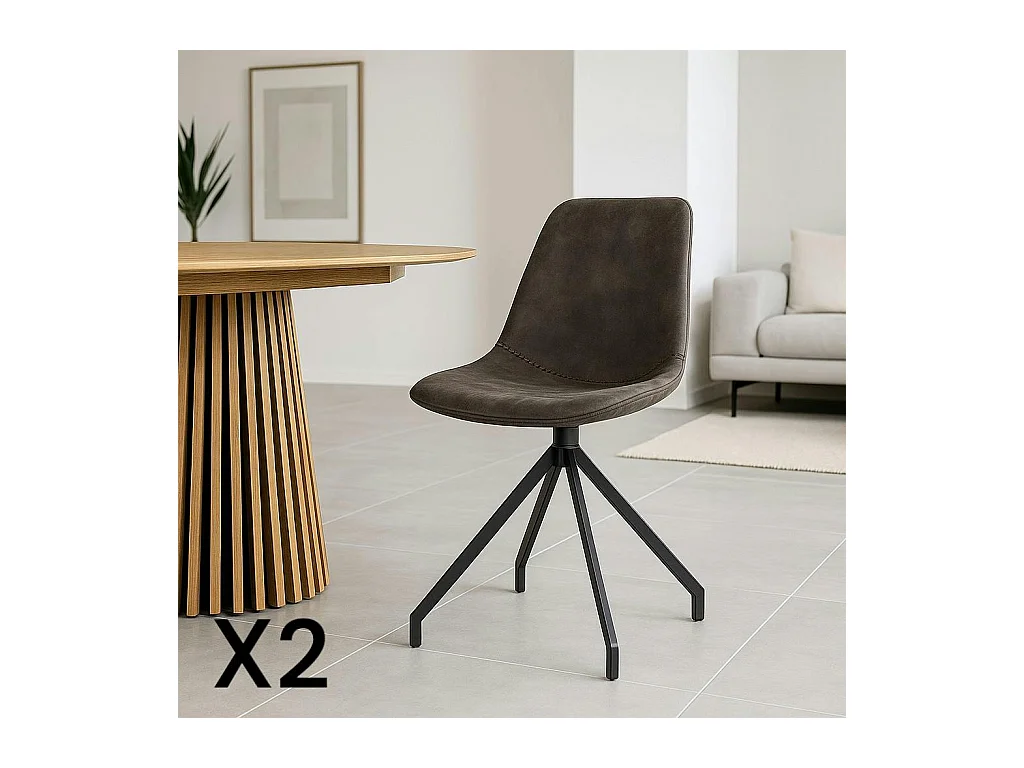 Chaise pivotante grise avec couture (lot de 2) AMSTERDAM