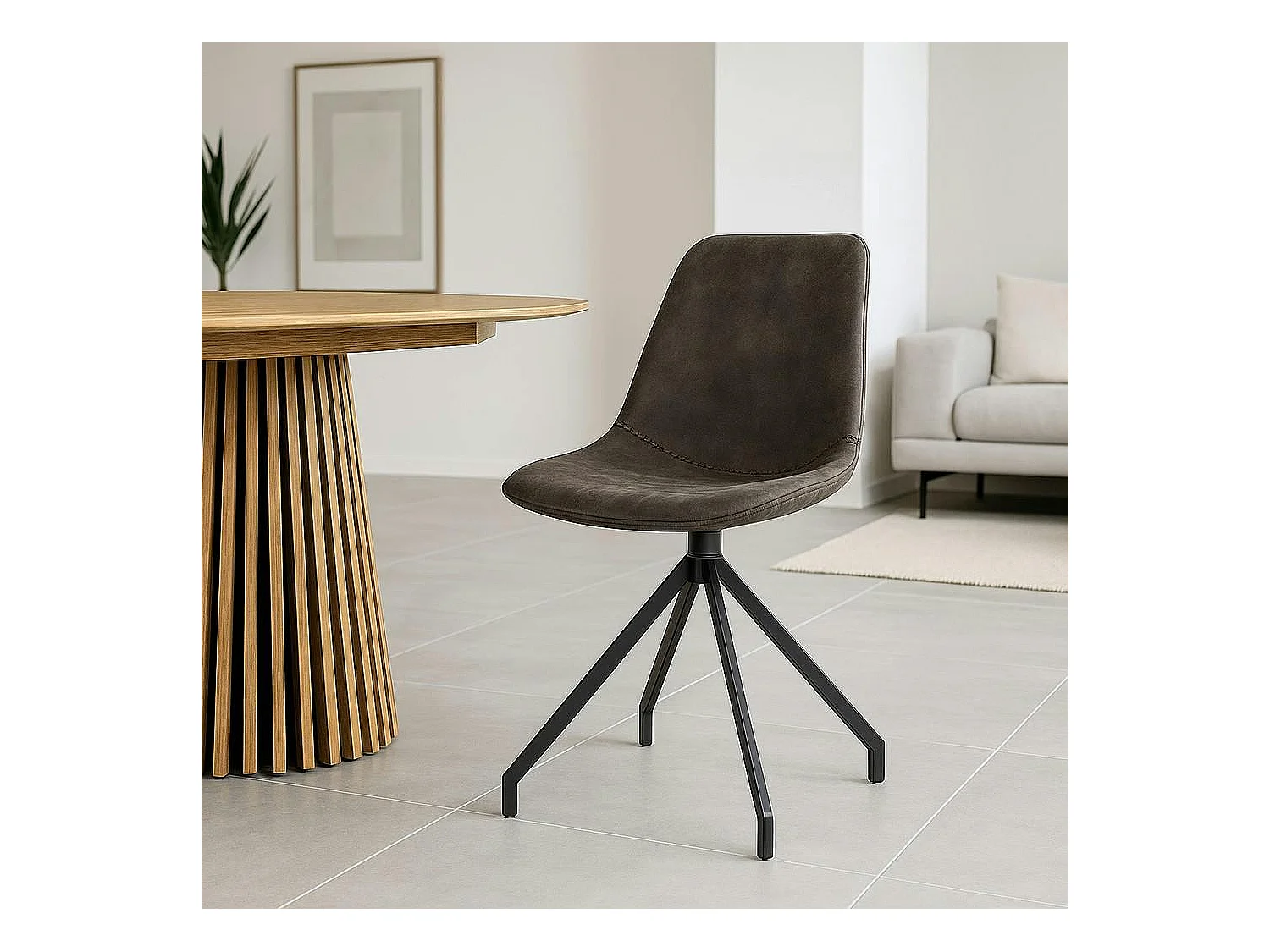 Chaise pivotante grise avec couture (lot de 2) AMSTERDAM