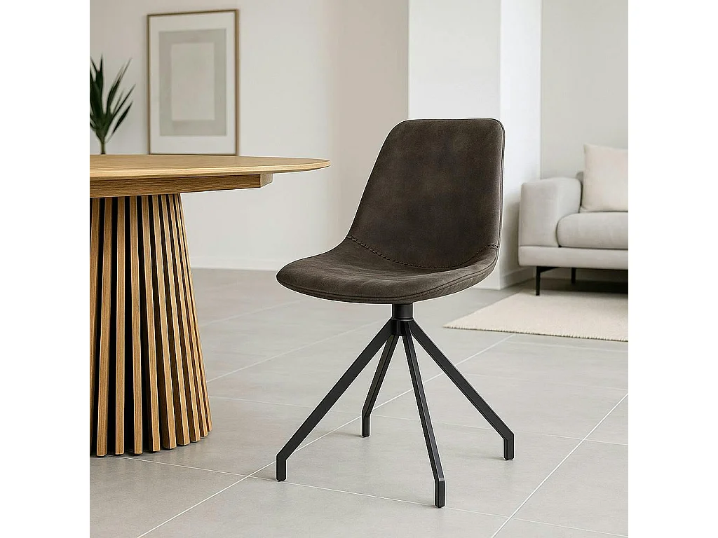 Chaise pivotante grise avec couture (lot de 2) AMSTERDAM