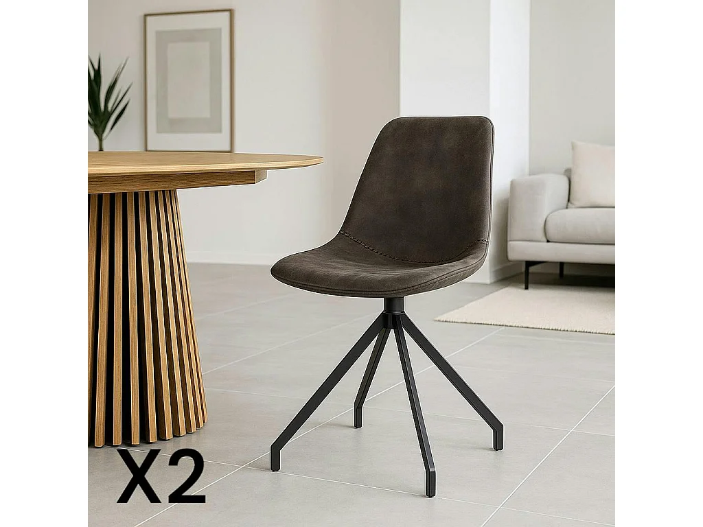 Chaise pivotante grise avec couture (lot de 2) AMSTERDAM