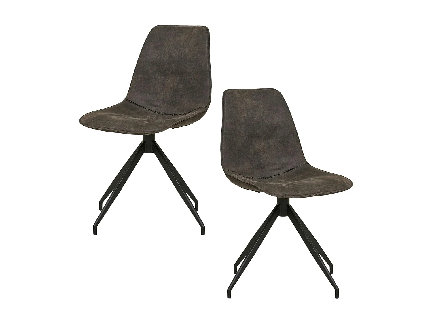 Chaise pivotante grise avec couture (lot de 2) AMSTERDAM