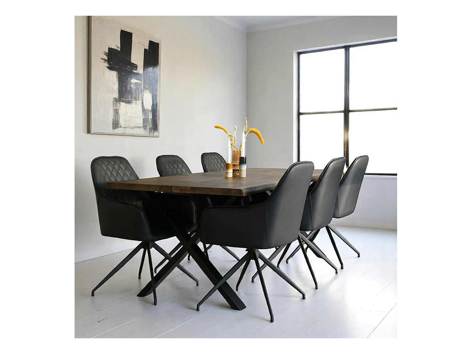 Chaise pivotante noire avec accoudoirs (lot de 2) SAVONE