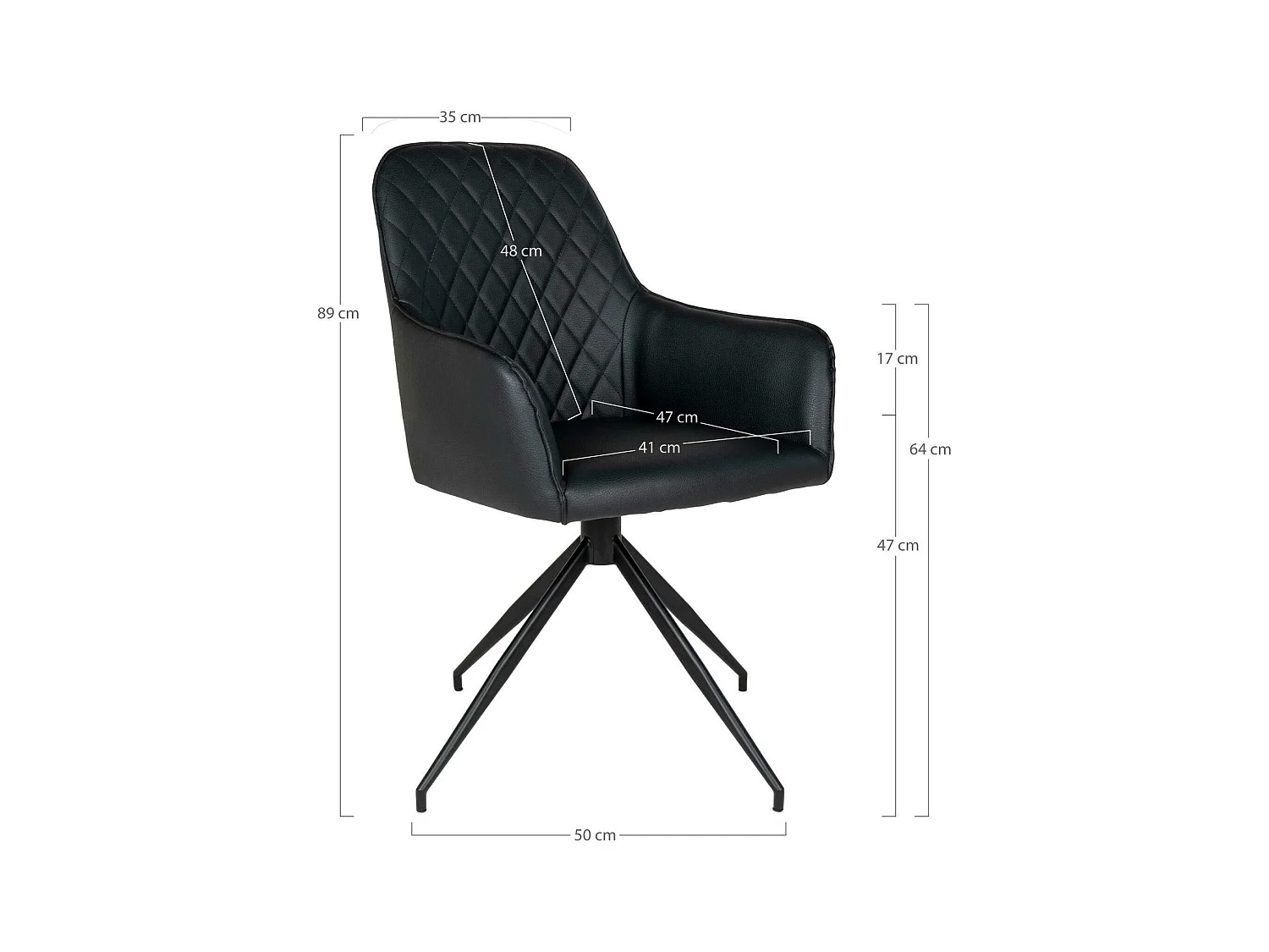 Chaise pivotante noire avec accoudoirs (lot de 2) SAVONE