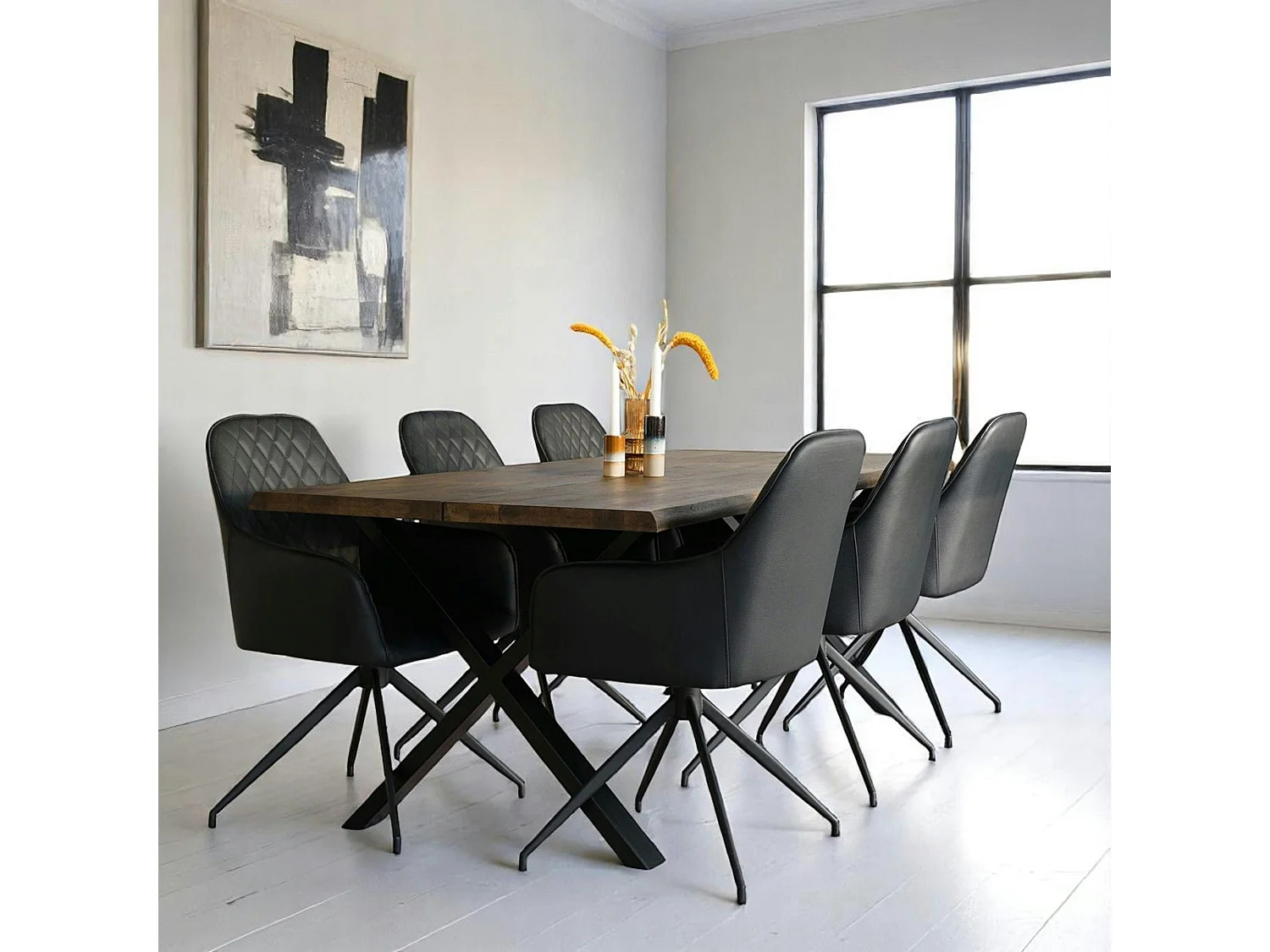 Chaise pivotante noire avec accoudoirs (lot de 2) SAVONE