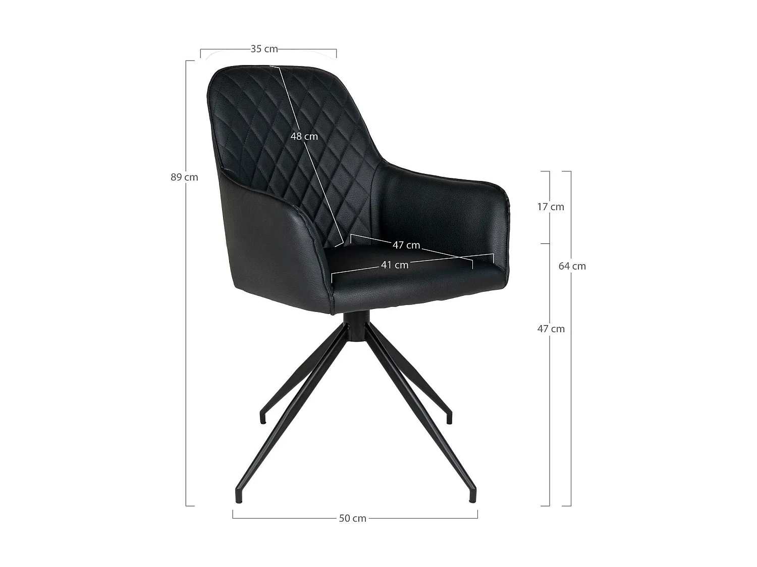 Chaise pivotante noire avec accoudoirs (lot de 2) SAVONE