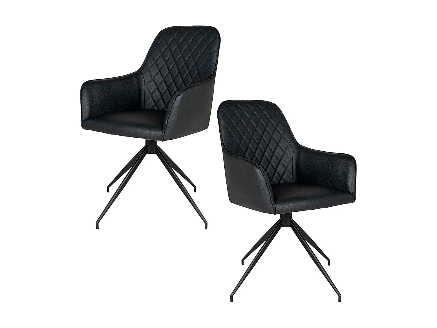 Chaise pivotante noire avec accoudoirs (lot de 2) SAVONE