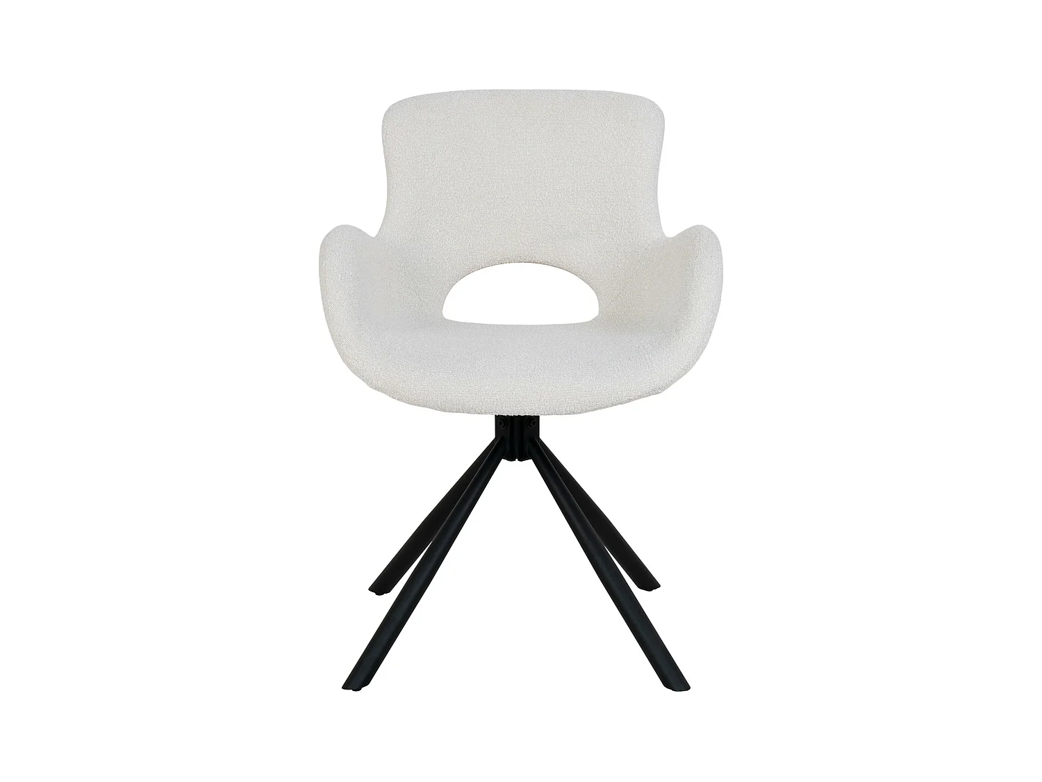 Chaise pivotante blanche en tissu bouclette, dossier ouvert (lot de 2) SAVONE