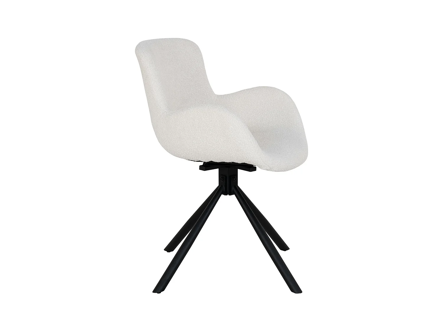 Chaise pivotante blanche en tissu bouclette, dossier ouvert (lot de 2) SAVONE