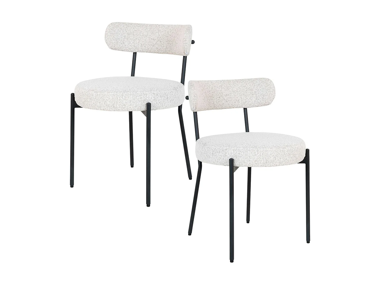 Chaise blanche ronde en tissu bouclette (lot de 2) SAVONE