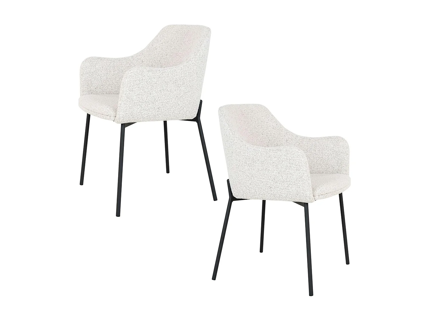 Chaise blanche moderne en tissu bouclette avec accoudoirs (lot de 2) SAVONE