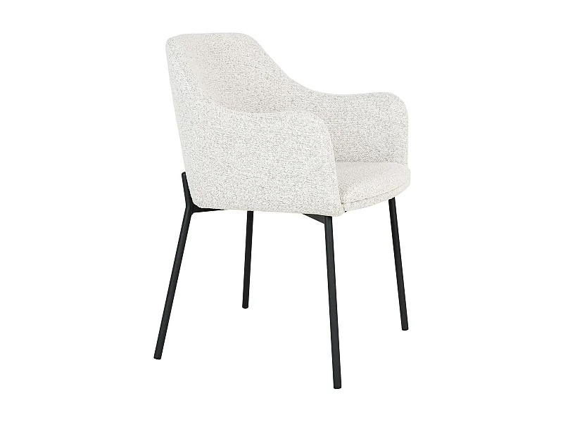 Chaise blanche moderne en tissu bouclette avec accoudoirs (lot de 2) SAVONE