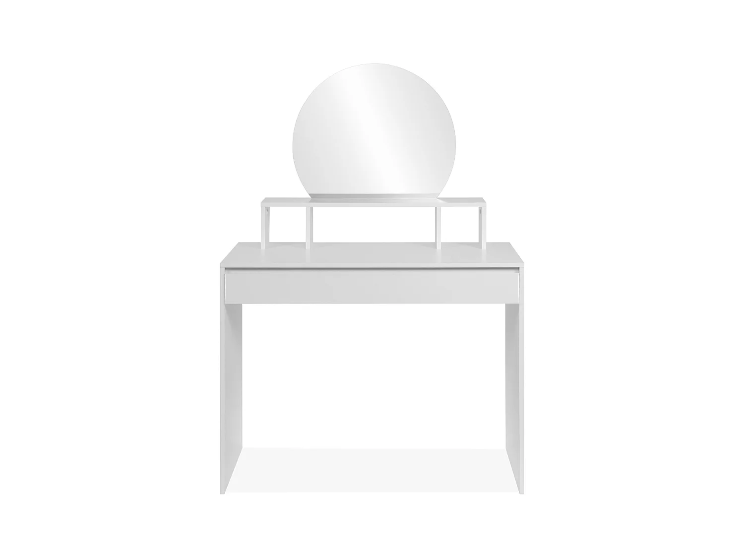 Coiffeuse 1 miroir arrondi, 3 niches supérieures et 1 grand tiroir L100cm - IMAGE