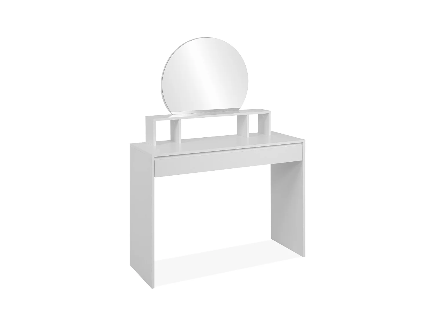 Coiffeuse 1 miroir arrondi, 3 niches supérieures et 1 grand tiroir L100cm - IMAGE