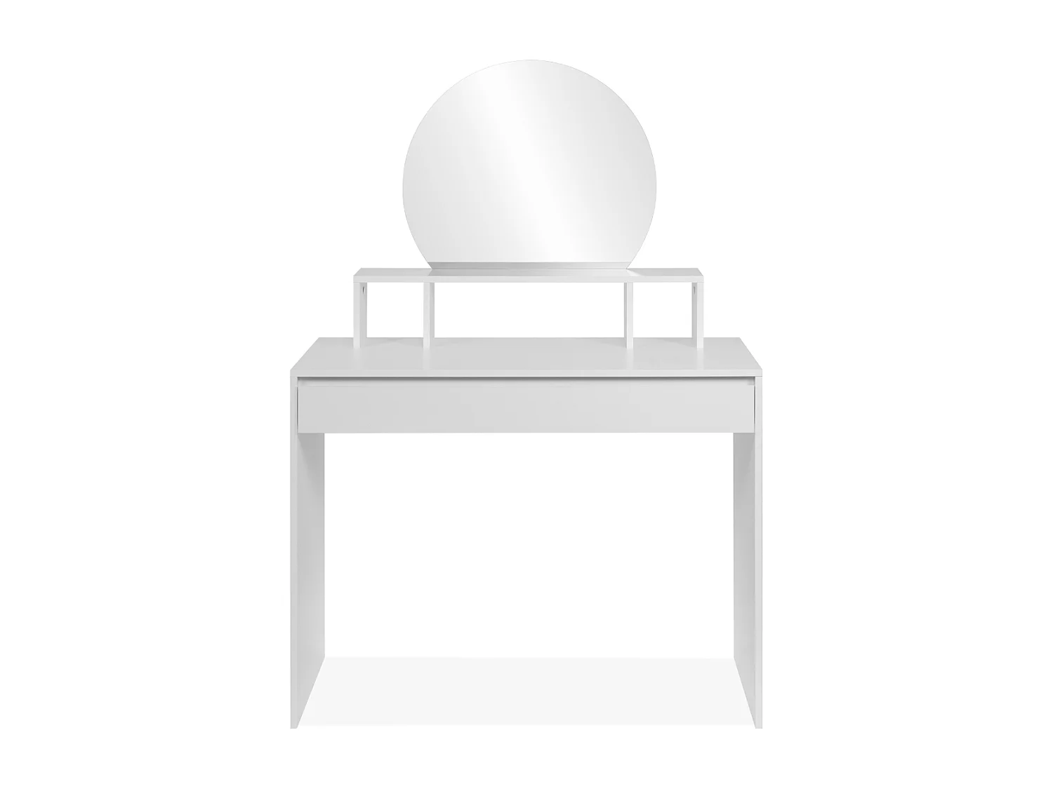 Coiffeuse 1 miroir arrondi, 3 niches supérieures et 1 grand tiroir L100cm - IMAGE