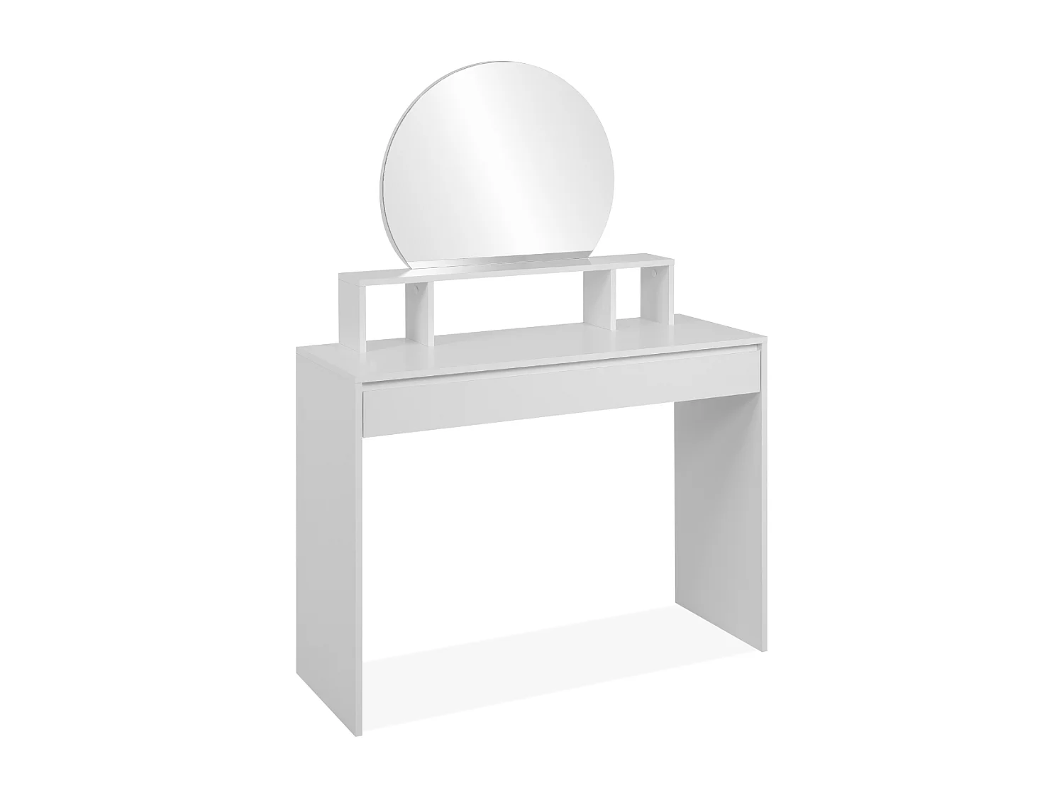 Coiffeuse 1 miroir arrondi, 3 niches supérieures et 1 grand tiroir L100cm - IMAGE