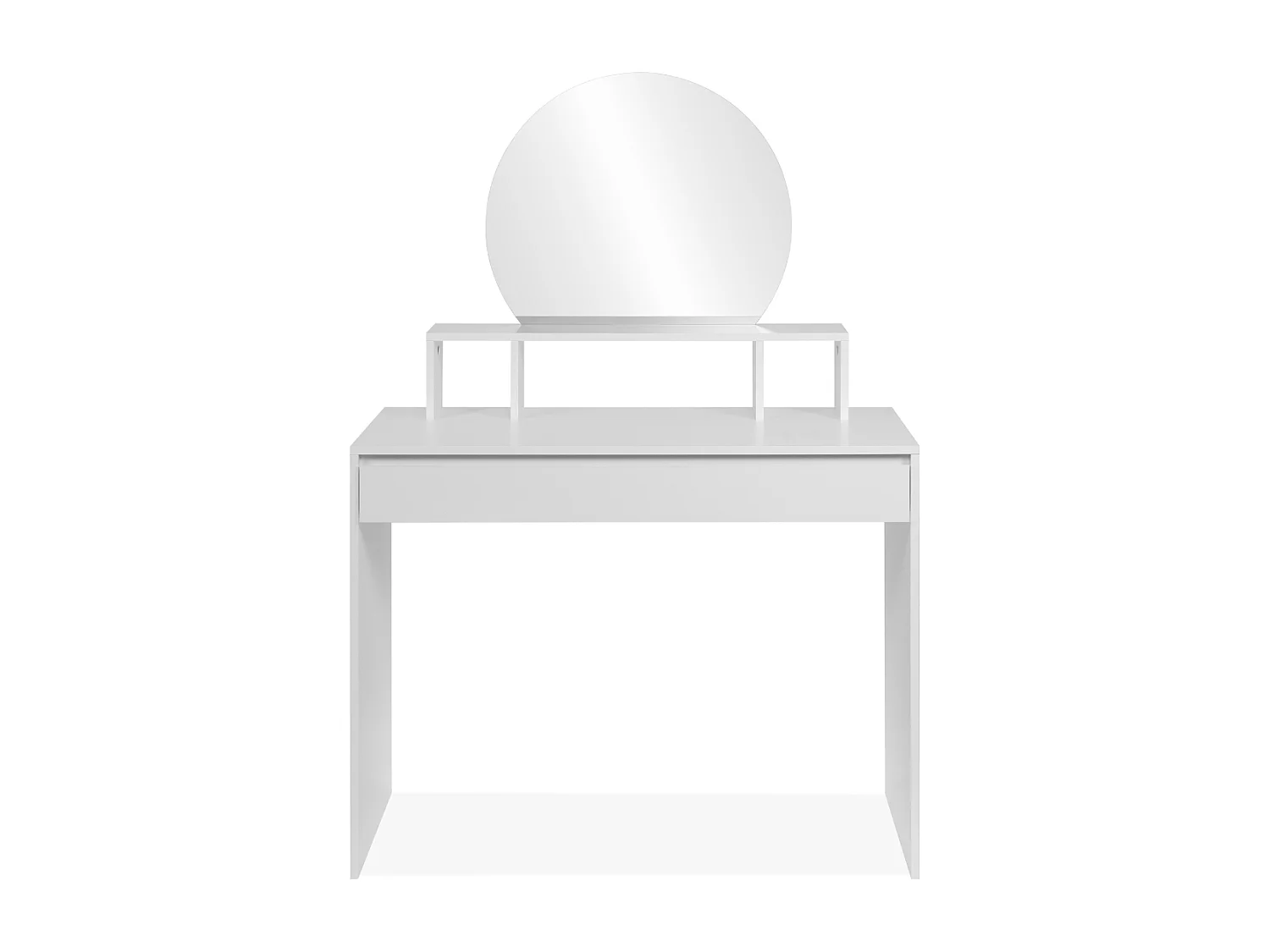 Coiffeuse 1 miroir arrondi, 3 niches supérieures et 1 grand tiroir L100cm - IMAGE