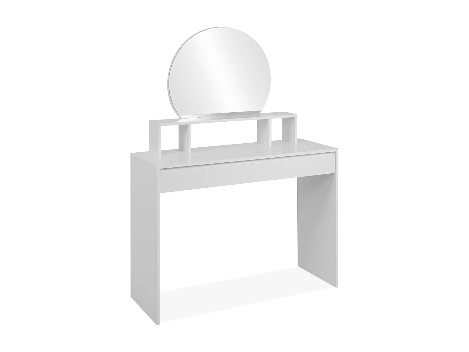 Coiffeuse 1 miroir arrondi, 3 niches supérieures et 1 grand tiroir L100cm - IMAGE