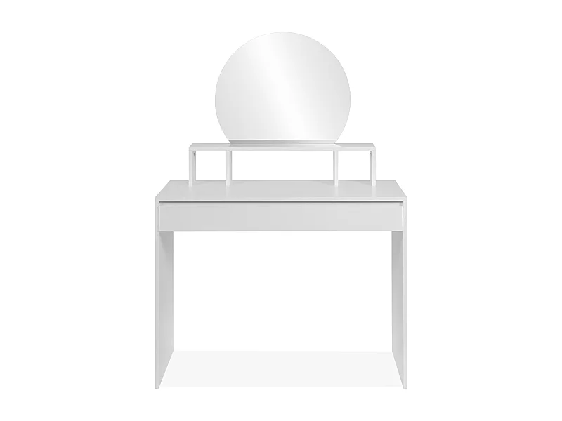 Coiffeuse 1 miroir arrondi, 3 niches supérieures et 1 grand tiroir L100cm - IMAGE