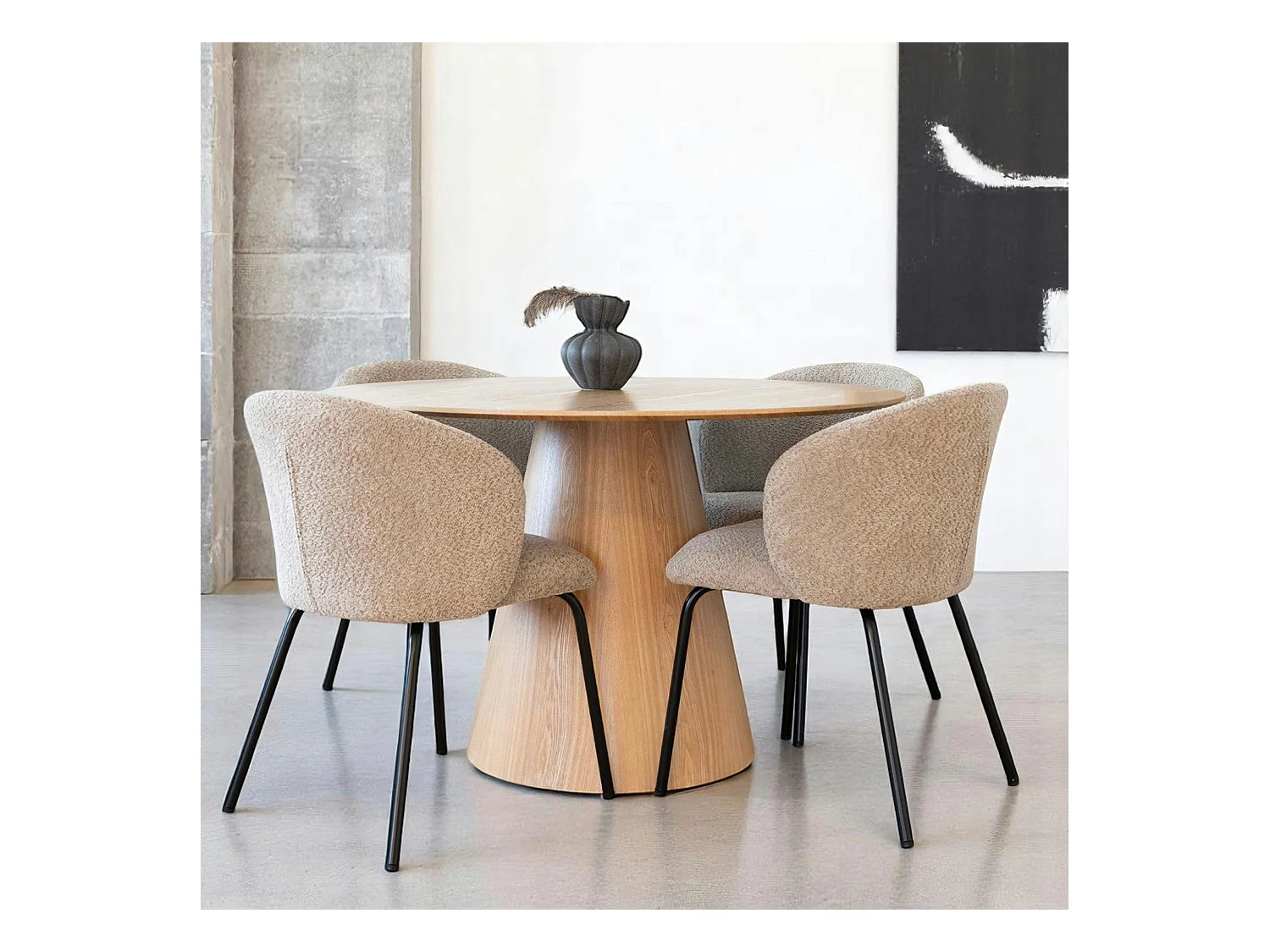 Table ronde en bois clair Ø120 cm LISBONNE