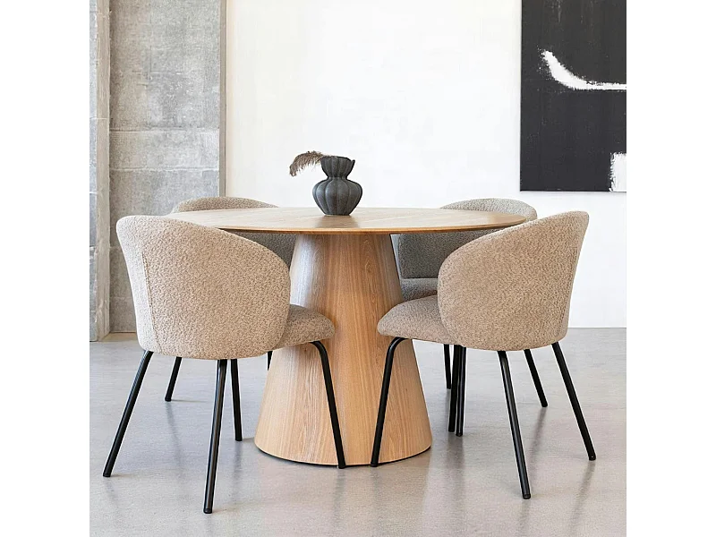 Table ronde en bois clair Ø120 cm LISBONNE