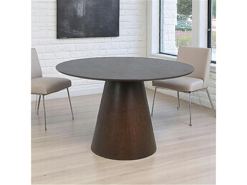 Table ronde en bois foncé Ø120 cm LISBONNE