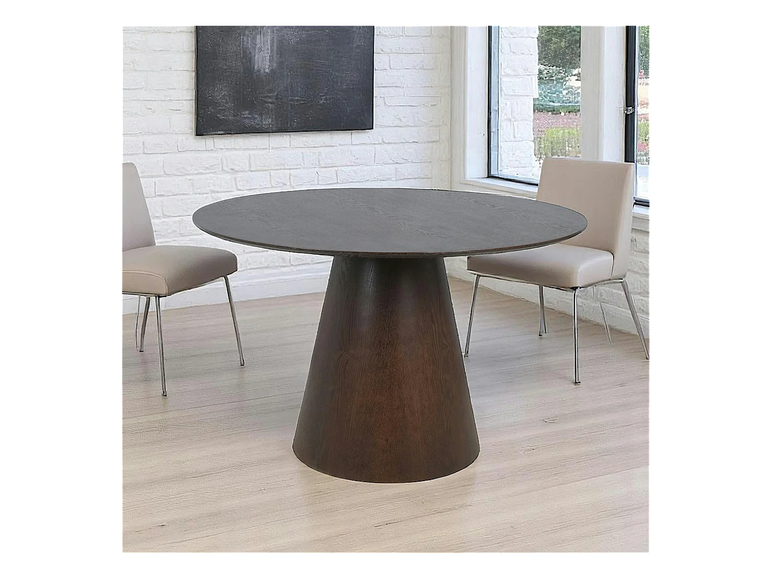 Table ronde en bois foncé Ø120 cm LISBONNE