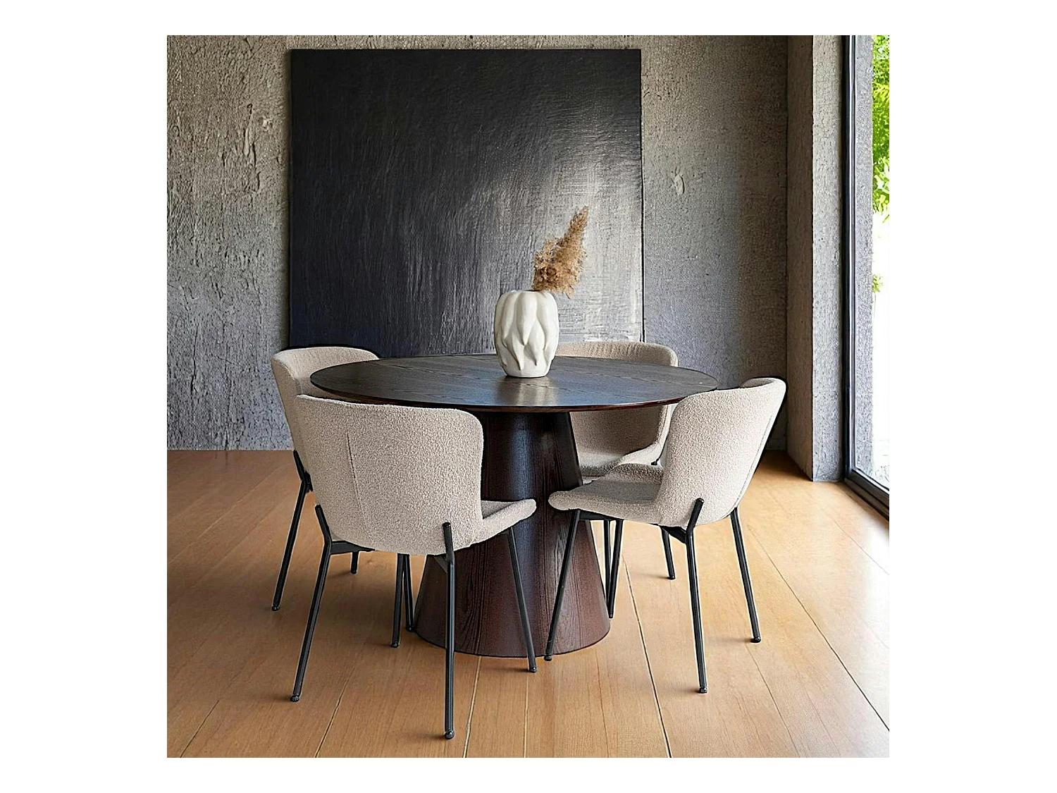 Table ronde en bois foncé Ø120 cm LISBONNE