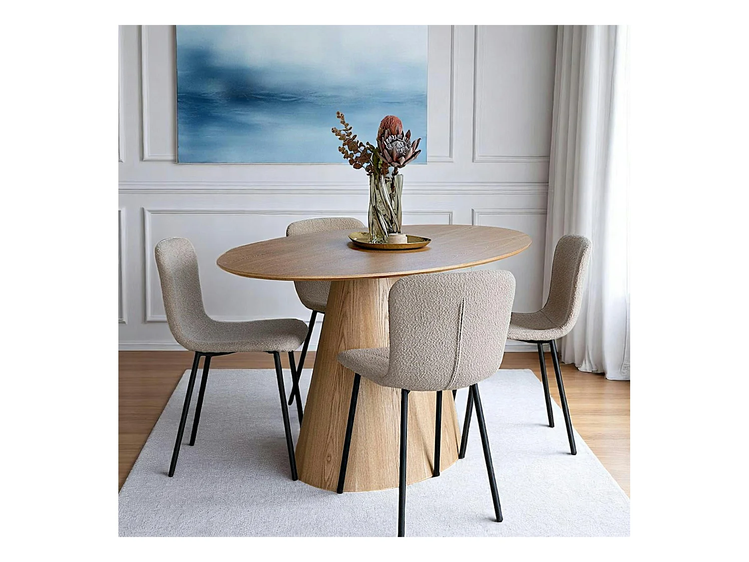 Table à manger ovale en bois clair 160 cm LISBONNE