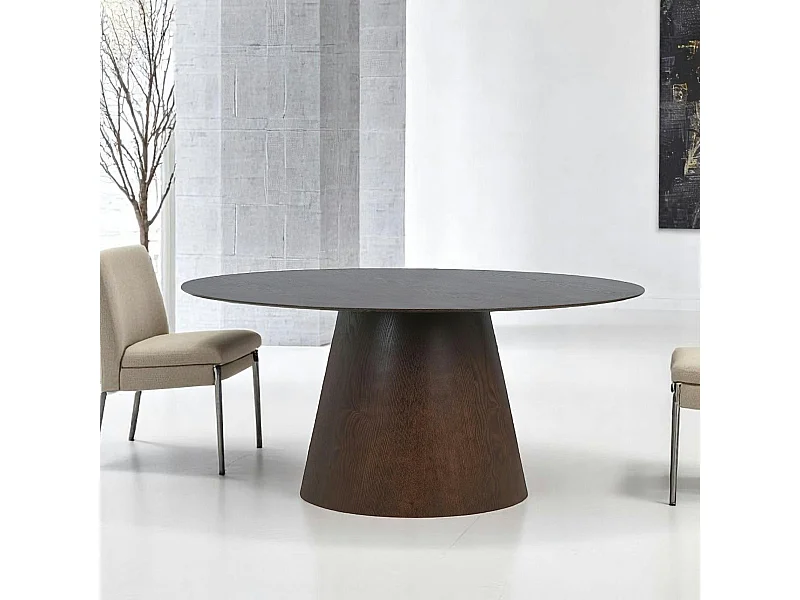 Table à manger ovale en bois foncé 160 cm LISBONNE